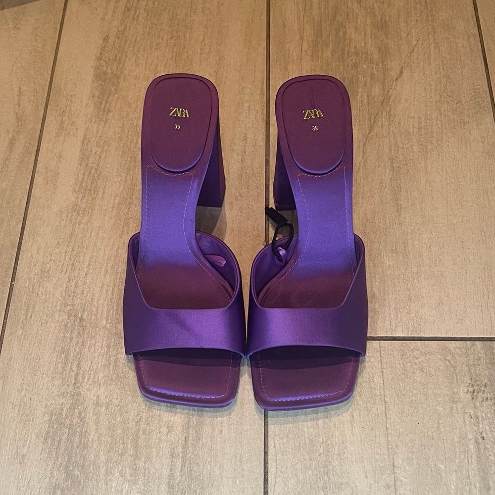 Zara High Satin Mule Heels (size 39)
